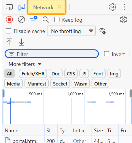 Microsoft Edge DevTools - Network tab